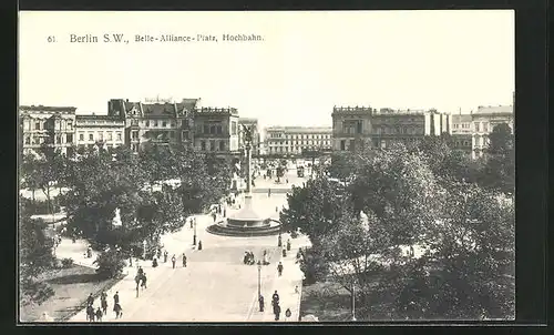 AK Berlin-Kreuzberg, Belle-Alliance-Platz und Hochbahn aus der Vogelschau