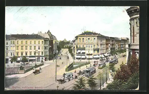 AK Berlin-Tiergarten, Potsdamer Brücke aus der Vogelschau, Strassenbahn