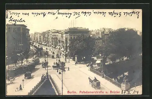 AK Berlin-Tiergarten, Potsdamerstrasse und Brücke