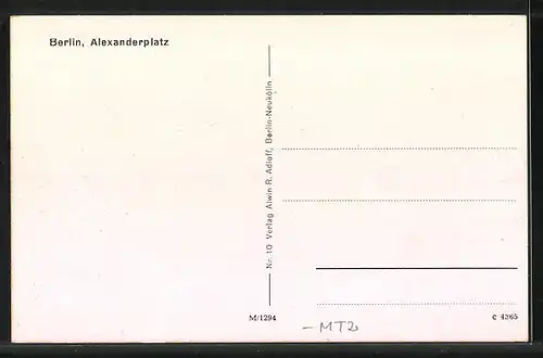 AK Berlin, Blick zum Alexanderplatz