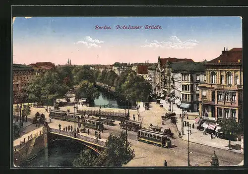 AK Berlin-Tiergarten, Strassenbahn auf der Potsdamer Brücke