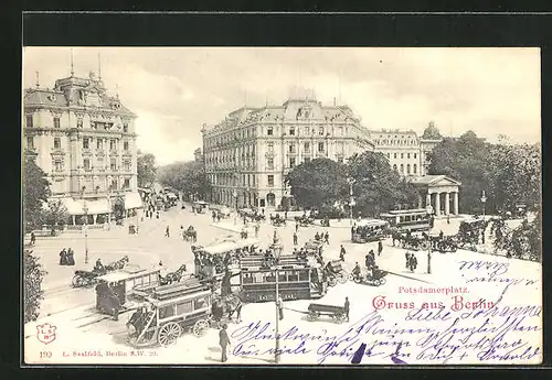 AK Berlin-Tiergarten, Strassenbahn auf dem Potsdamer Platz