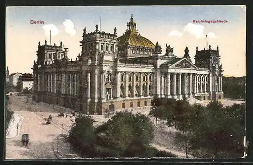 AK Berlin-Tiergarten, Blick zum Reichstagsgebäude