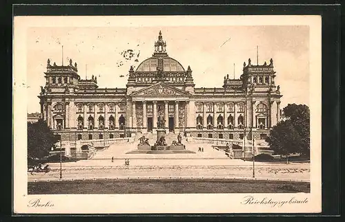 AK Berlin-Tiergarten, Blick zum Reichstagsgebäude
