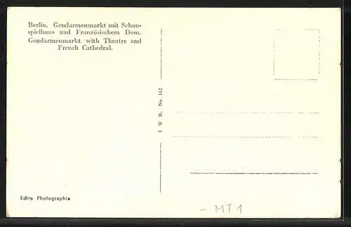 AK Berlin, Gendarmenmarkt mit Schauspielhaus und Französischem Dom