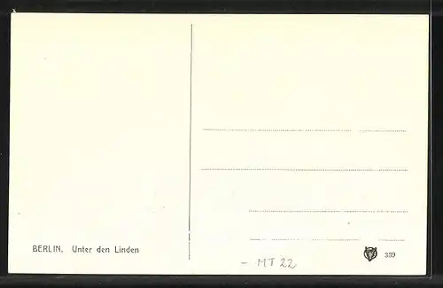 AK Berlin, Unter den Linden mit Victoria Café