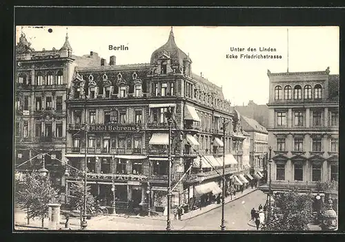 AK Berlin, Unter den Linden, Ecke Friedrichstrasse, Café Bauer, Kranzlerecke