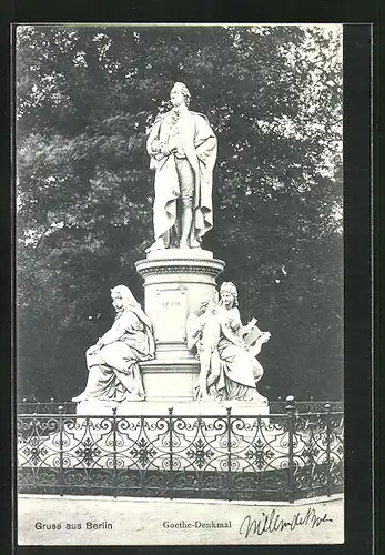 AK Berlin-Tiergarten, Goethe-Denkmal im Tiergarten