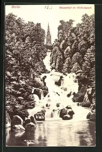 AK Berlin-Kreuzberg, Wasserfall im Victoriapark