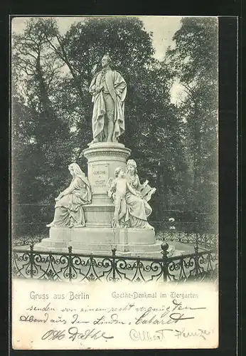 AK Berlin-Tiergarten, Goethe-Denkmal