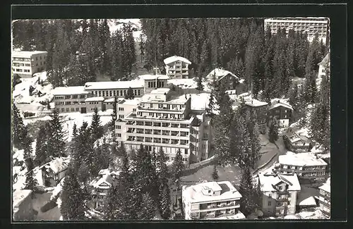 AK Arosa, Hotel Hohenfels aus der Vogelschau