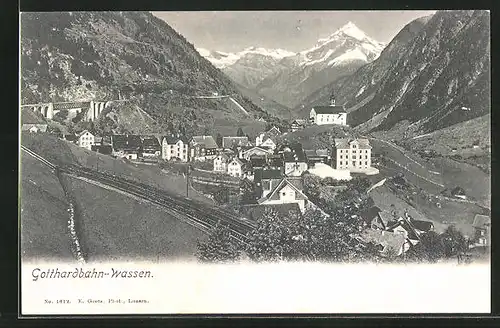 AK Wassen, Ortsansicht aus der Vogelschau