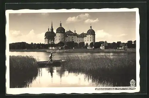 Foto-AK Walter Hahn, Dresden, Nr. 5142: Moritzburg i. Sa., Blick zum Jagdschloss