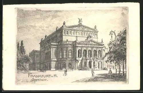 Künstler-AK Frankfurt, am Opernhaus