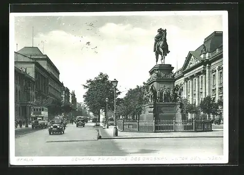 AK Berlin, Denkmal Friedrichs des Grossen, Unter den Linden