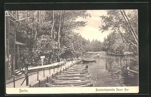 AK Berlin-Tiergarten, Bootsanlegestelle Neuer See