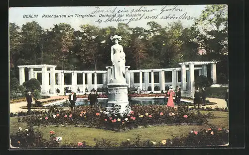 AK Berlin-Tiergarten, Rosengarten mit Denkmal der Kaiserin