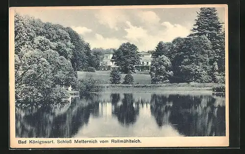 AK Bad Königswart, Schloss Metternich vom Rollmühlteich gesehen