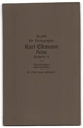 Fotografie Karl Eikmann, Peine, Gröpern 4, Soldat mit Schützenschnur und Gattin im Portrait