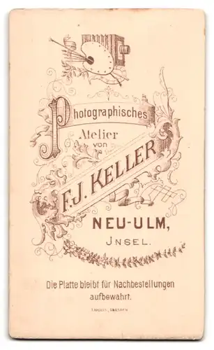 Fotografie F. J. Keller, Neu-Ulm, Insel, Bürgerliches Fräulein im schwarzen Kleid