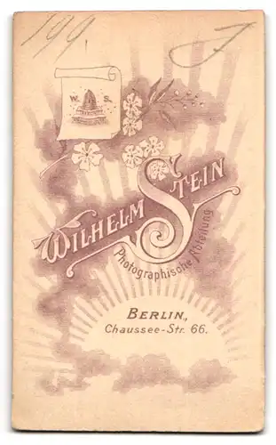 Fotografie Wilhelm Stein, Berlin, Chaussee-Strasse 66, Portrait junge Dame im hübschen Kleid