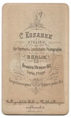 Fotografie C. Kosanke, Berlin-SO, Oranien-Strasse 185, Brustportrait älterer Herr mit Backenbart