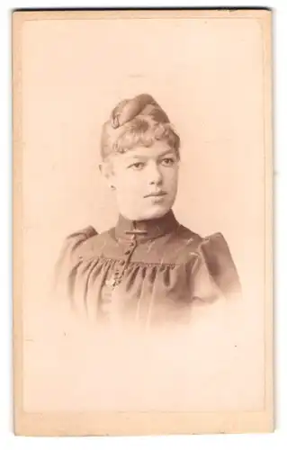 Fotografie J. van Ronzelen, Berlin, Unter den Linden 13, Portrait junge Dame mit Hochsteckfrisur