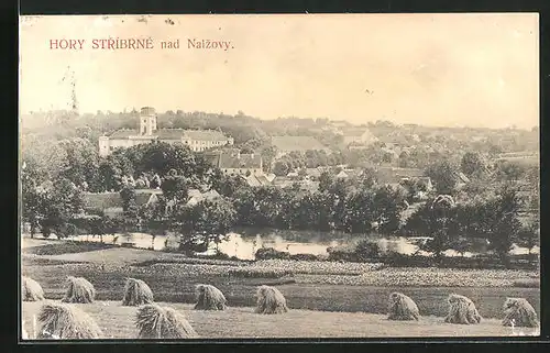 AK Hory Stribrné nad Nalzovy, Panorama mit Fluss