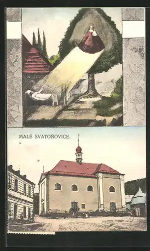 AK Malé Svatonovice, Kirche, Marienerscheinung