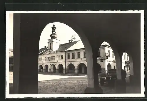 AK Sobotka, Námesti, Marktplatz mit Rathaus