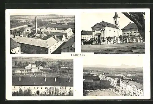 AK Terezin, Kirche, Fabrik, Ortspartie