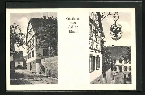 AK Binau, Gasthaus zum Adler, Mehrfachansicht