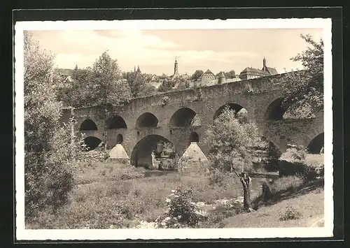 AK Rothenburg o. T., Doppelbrücke im Taubertal