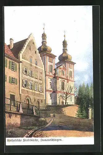 Künstler-AK Donaueschingen, Kath. Stadtkirche
