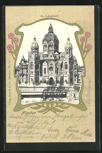 AK München, St. Lukaskirche im Sonnenschein