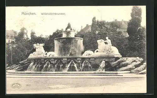 AK München, Partie am Wittelsbachbrunnen