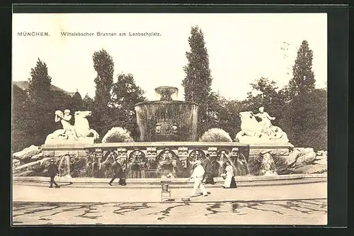 AK München, Wittelsbacherbrunnen am Lenbachplatz