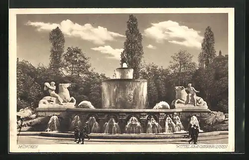 AK München, Wittelsbacherbrunnen am Lenbachplatz