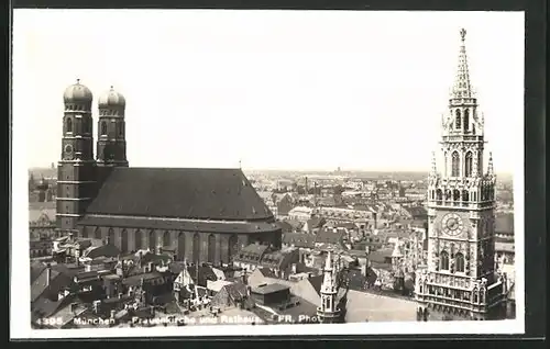 AK München, Frauenkirche und Rathaus