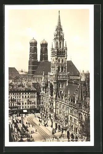 AK München, Rathaus mit Frauenkirche