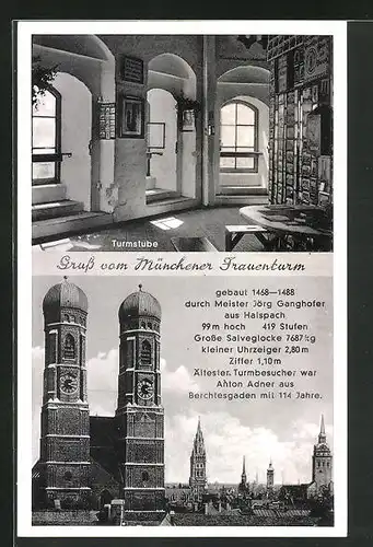 AK München, Münchener Frauenturm, Turmstube, Innenansicht