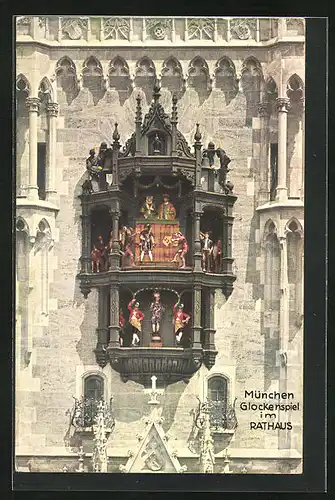 AK München, Glockenspiel im Rathaus