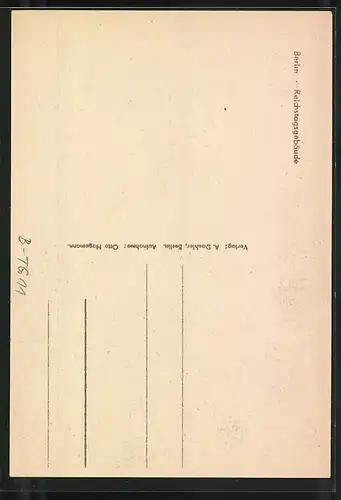 AK Berlin-Tiergarten, Ansicht vom Reichstagsgebäude