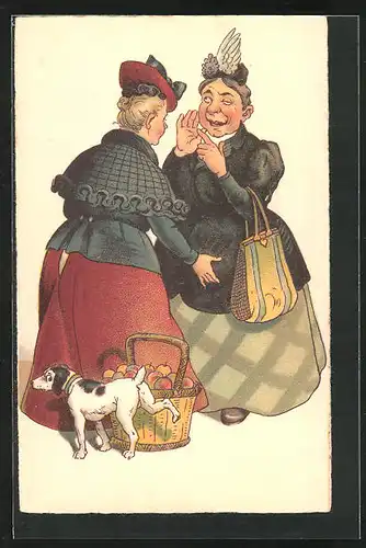 AK Zwei Frauen unterhalten sich, frauenfeindlicher Humor