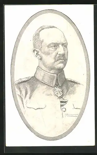 Künstler-AK Konterfei von Generalleutnant Erich von Ludendorff
