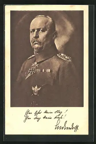AK Portrait von Generalleutnant Erich von Ludendorff