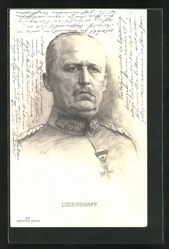 Künstler-AK Portrait von Generalleutnant Erich von Ludendorff