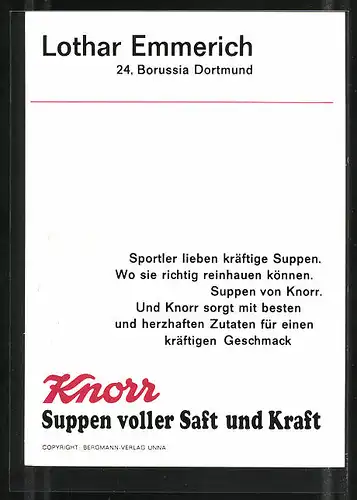 AK Fussballspieler Lothar Emmerich von Borussia Dortmund
