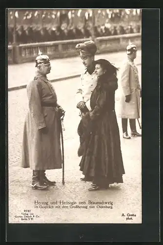 AK Herzog und Herzogin von Braunschweig im Gespräch mit dem Grossherzog von Oldenburg