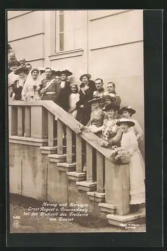 AK Ernst August Herzog von Braunschweig nebst Gattin bei der Hochzeit des Freiherrn von Bonnet